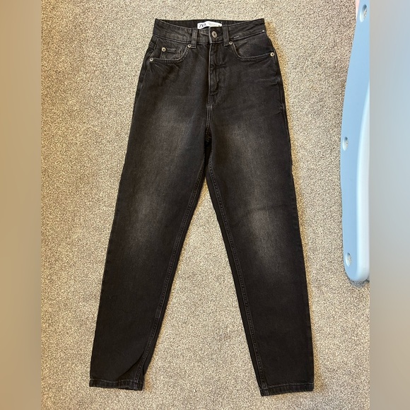 Zara Denim - Zara Washed Black High-Waist Mom Fit Jeans